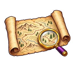 A trail map with a route marked